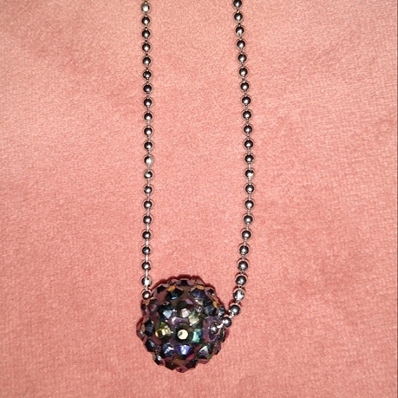 Black AB Rainbow Bead Choker Silver Ball Chain Handmade Necklace Any Length - Picture 5 of 9